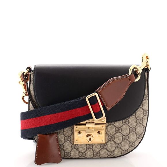 Gucci Bags Gucci Padlock Saddle Shoulder Bag Gg Coated Canvas And Leather Medium Poshmark